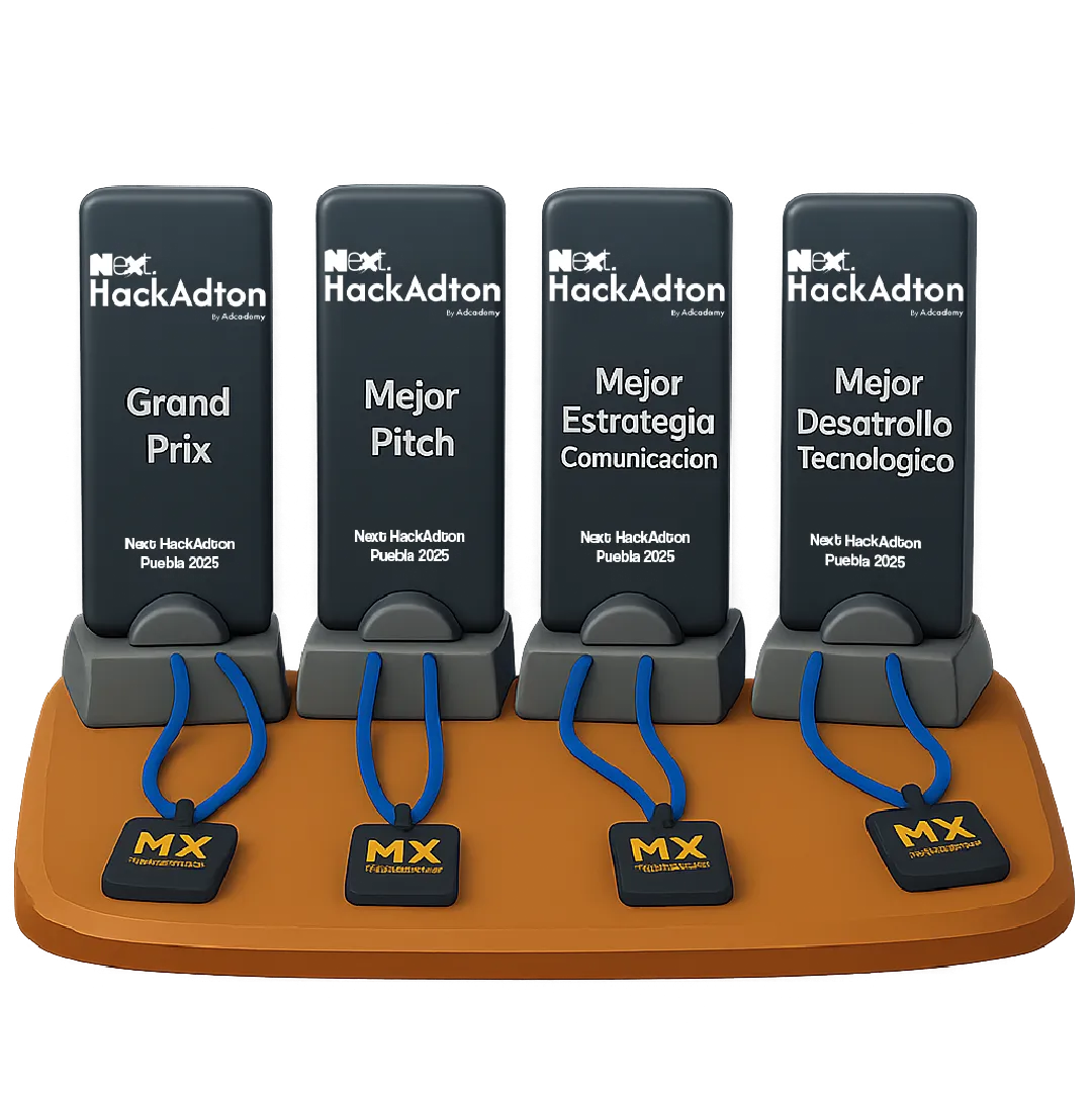 Trofeos y reconocimientos del Next HackAdton Puebla 2025
