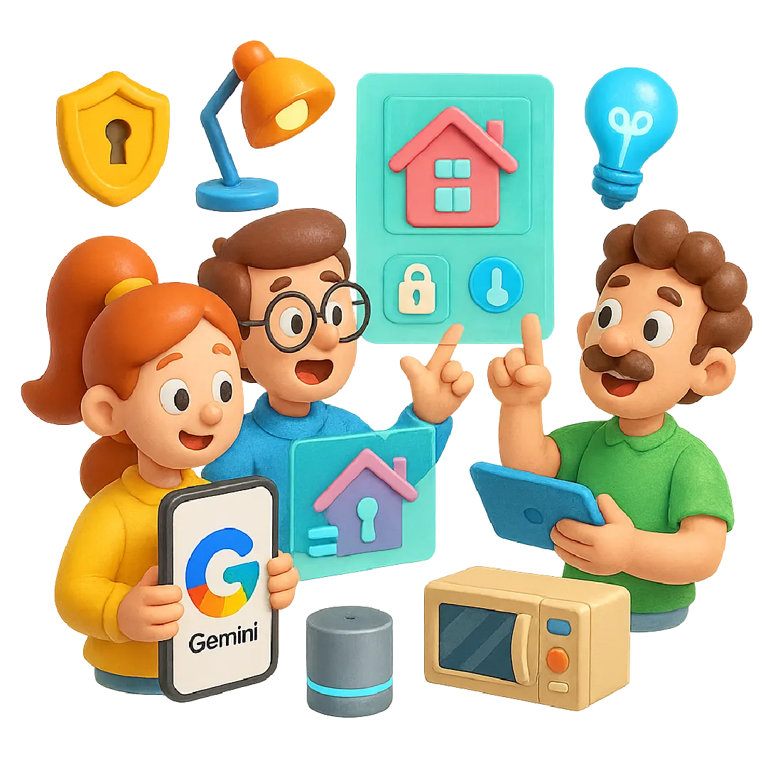 ilustración de Google Gemini hogar inteligente con Nest y Home
