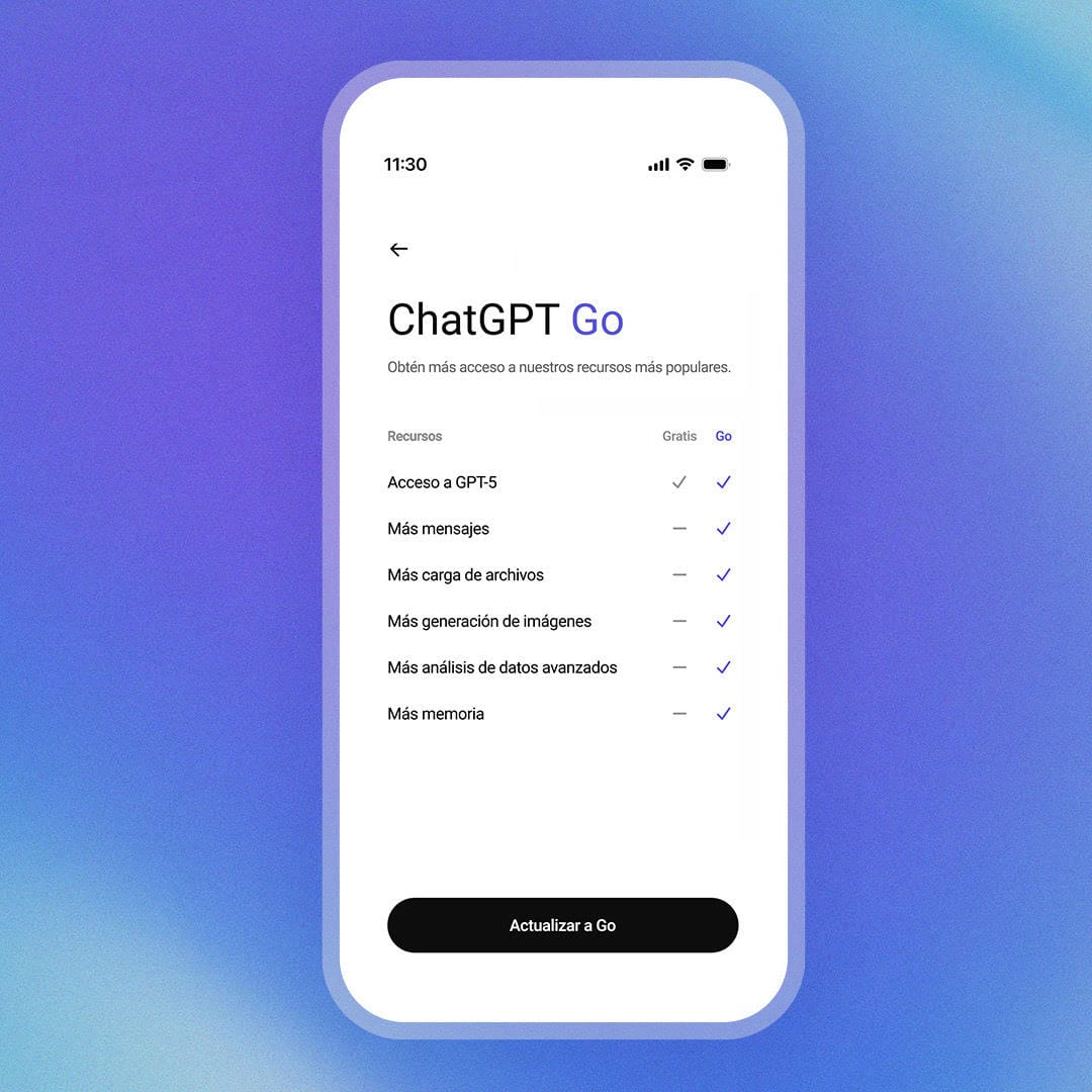 ChatGPT Go transforma a GPT-5 en la herramienta de trabajo cotidiano para millones de usuarios. Imagen: OpenAI
