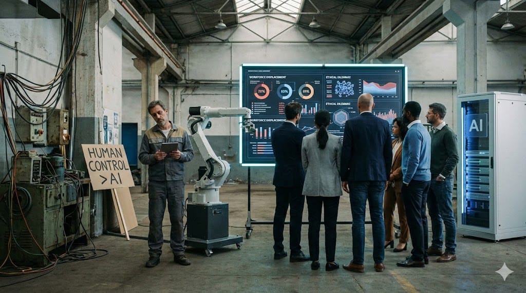 Más allá de lo técnico: riesgos, empleo y control. Imagen: IA.