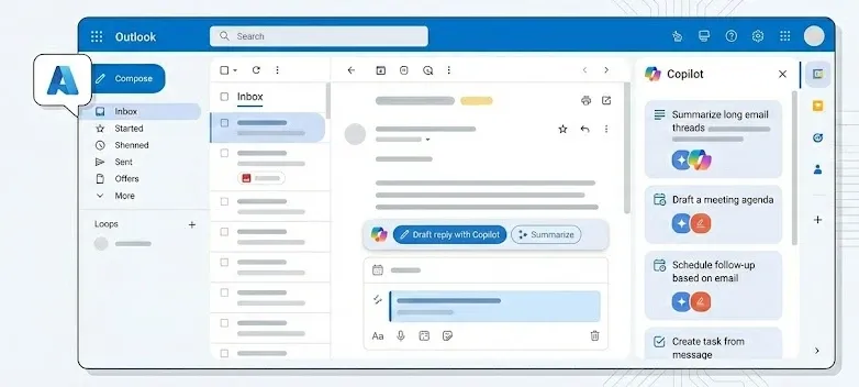 Microsoft Outlook: Copilot como asistente de productividad. Imagen: IA