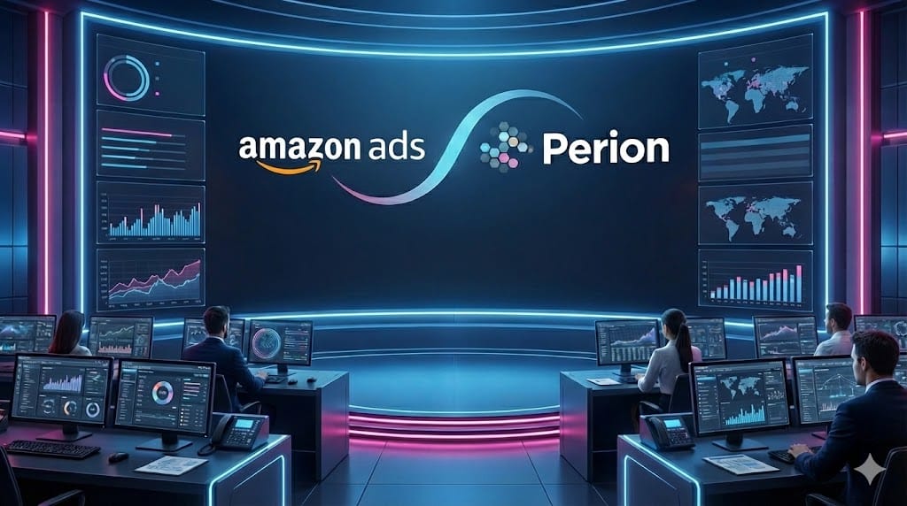 Integración entre Perion One y Amazon DSP con tecnología de IA y datos de intención de compra. Imagen: IA.