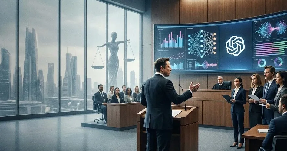 El juicio entre Musk y OpenAI abre un nuevo frente sobre ética, datos y poder en la IA. Imagen: IA.