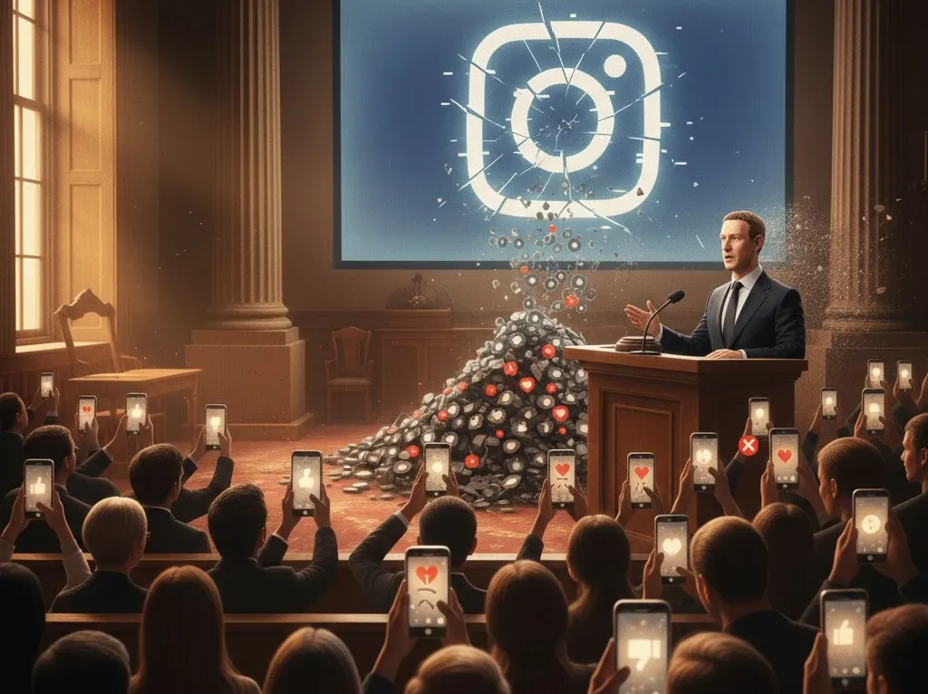 El juicio de las redes sociales: Zuckerberg revela el talón de Aquiles de Instagram. Imagen: IA.