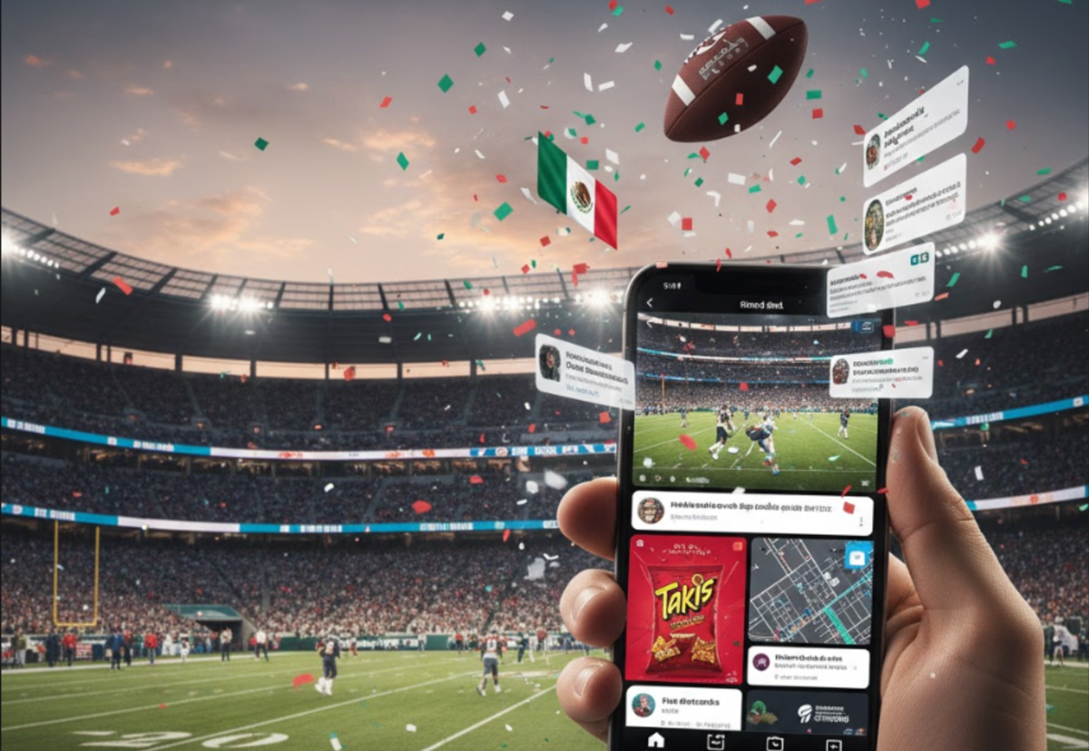 Del estadio al smartphone: cómo el Super Bowl 2026 redefine el consumo (y la publicidad) en México. Imagen: IA