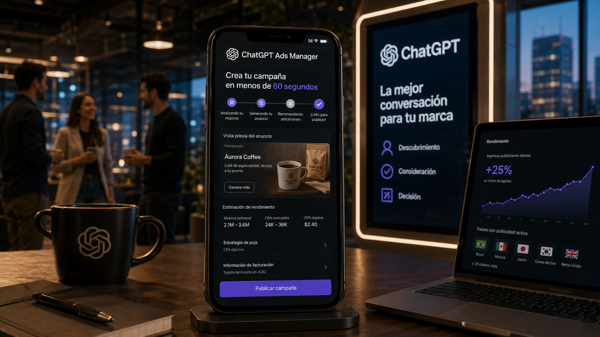ChatGPT ya vende publicidad en México y acaba de hacer que cualquier marca pueda anunciarse en 60 segundos. Google debería estar preocupado. Imagen destacada de la publicación