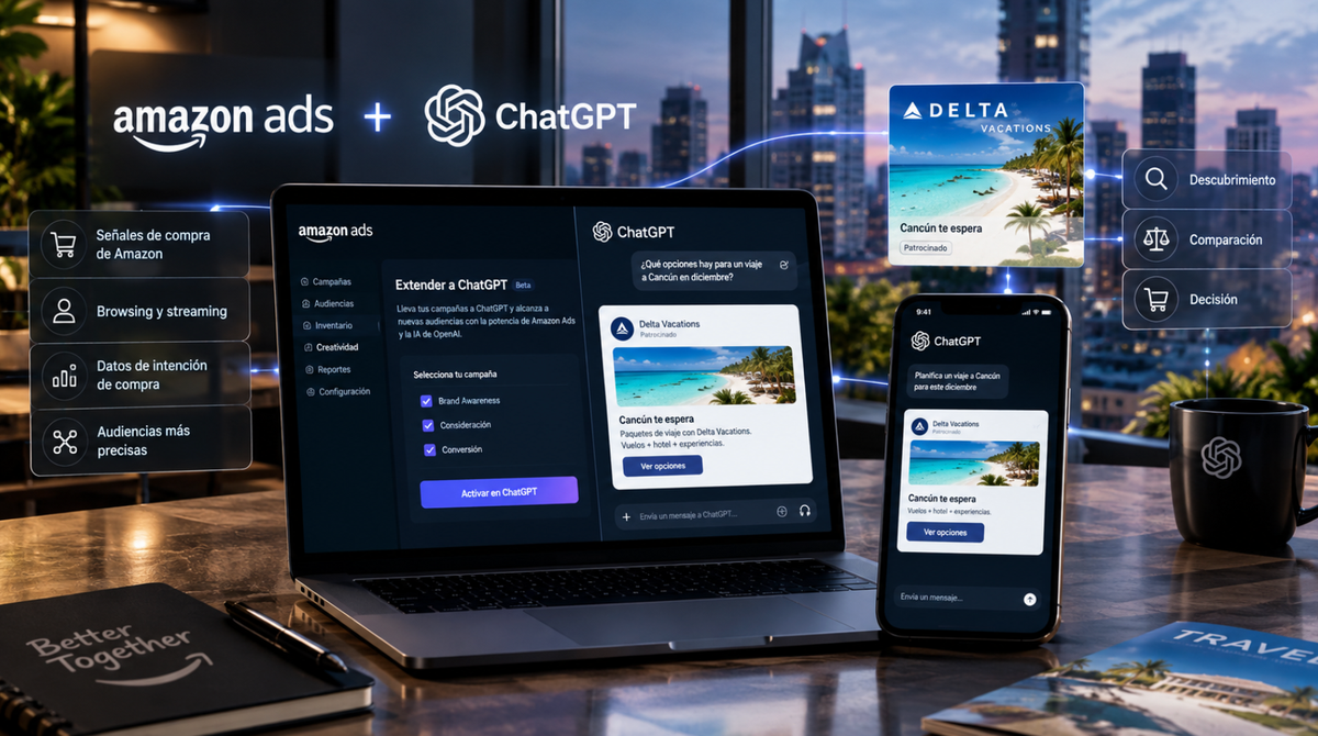 Amazon Ads se integra con ChatGPT: Delta Vacations prueba el nuevo modelo publicitario Imagen destacada de la publicación