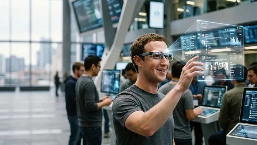 Otra sentencia para el smartphone: Zuckerberg también apuesta a los smart glasses. Imagen: IA.