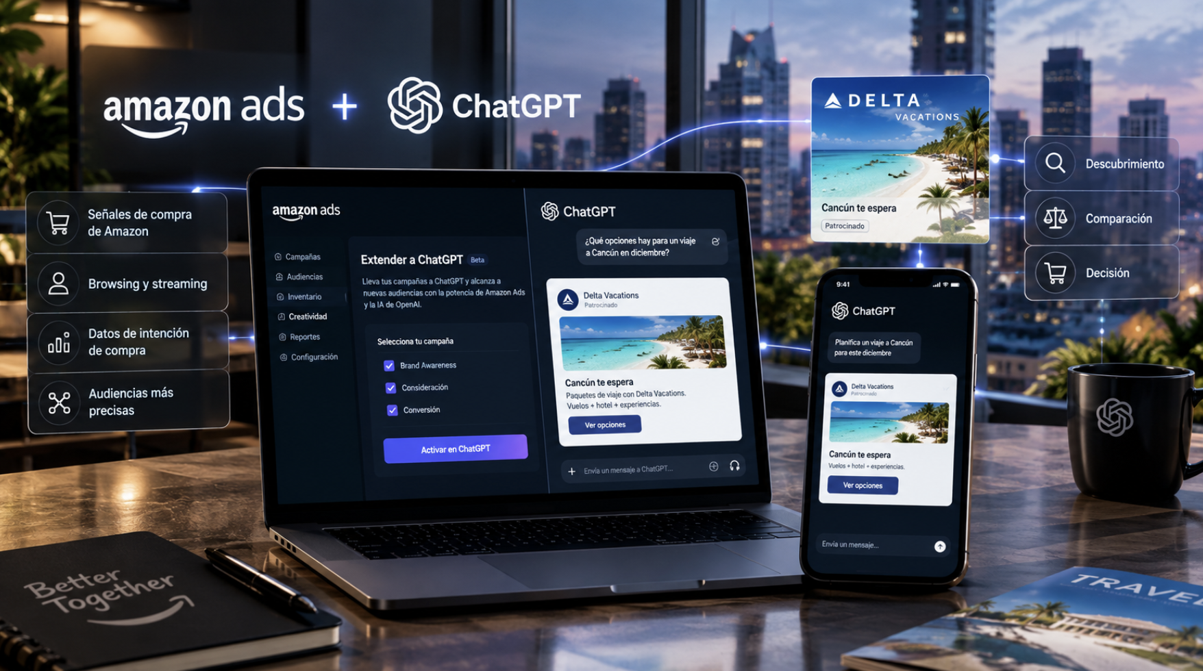 Amazon Ads se integra con ChatGPT: Delta Vacations prueba el nuevo modelo publicitario Imagen destacada de la publicación