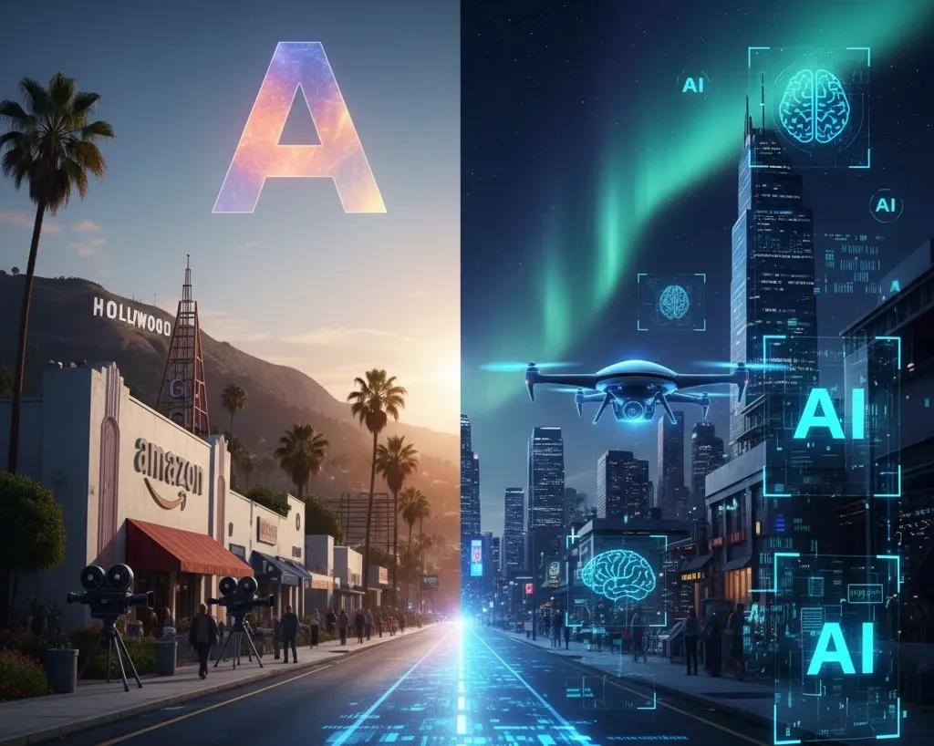 Amazon, la IA y el nuevo Hollywood: cuando la tecnología quiere ser copiloto creativo. Imagen: IA