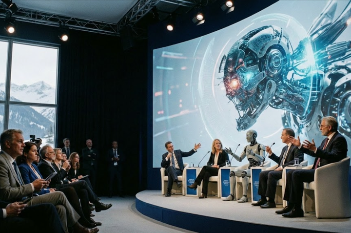 El gran debate de Davos 2026: ¿está la inteligencia artificial global a punto de superar a la humanidad?. Imagen: IA