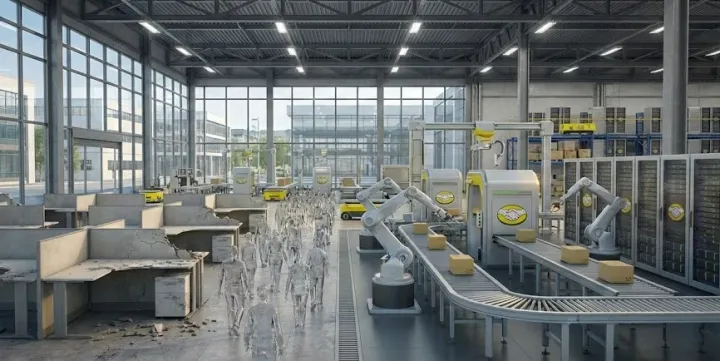 Lo que la nueva ola de despidos en MercadoLibre dice sobre la automatización en América Latina. Imagen: IA.