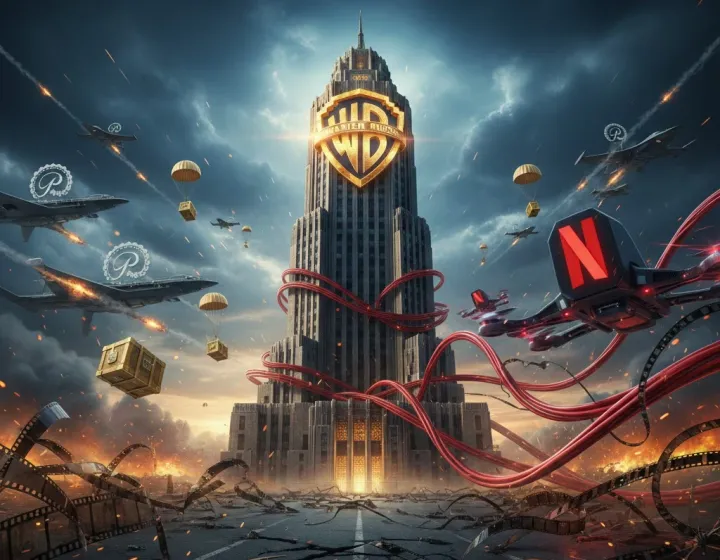 La batalla por Warner Bros escala: Paramount vuelve a la carga con movimiento estratégico y mejora su oferta. Imagen: IA.