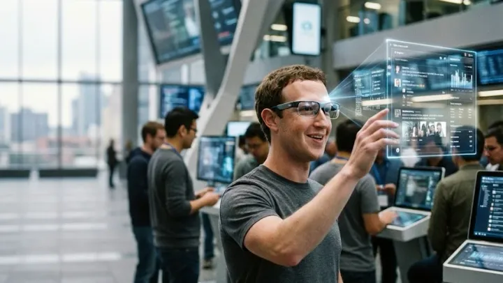 Otra sentencia para el smartphone: Zuckerberg también apuesta a los smart glasses. Imagen: IA.